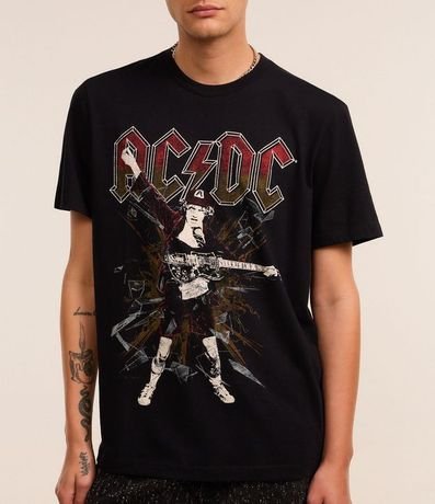 Remera Comfort en Algodón con Estampa ACDC y Lettering 3