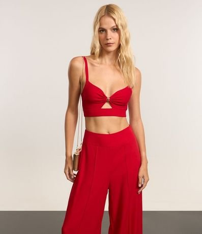 Pantalón Pantalona en Crepe con Recorte y Costura Contrastante en la Cintura 6