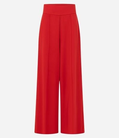 Pantalón Pantalona en Crepe con Recorte y Costura Contrastante en la Cintura 7