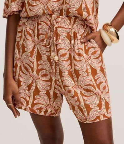 Short Cintura Alta en Viscosa con Estampa Palmeras 3