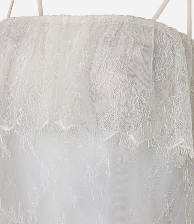 Blusa Corta en Encaje con Superposición y Breteles Finos 6