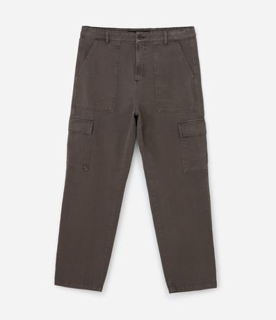 Pantalón Baggy en Sarga con Bolsillo Cargo