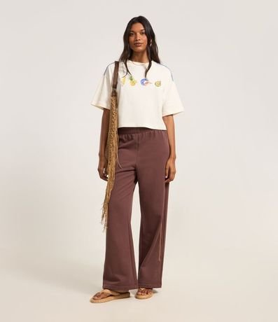 Pantalón en Algodón con Forro Fleece y Bordado Lateral