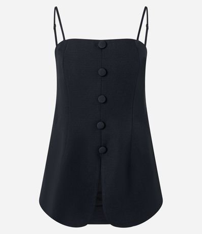 Blusa Sastrería de Bretel con Escote Recto y Botones Forrados 4