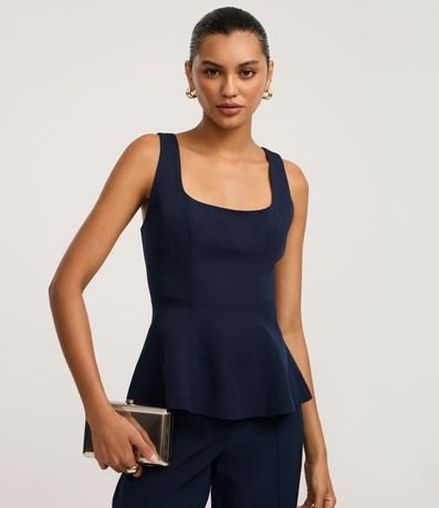 Blusa Sastre con Escote Cuadrado y Bretel Ancho