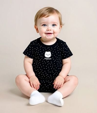 Body Infantil con Estampa Gatita y Lunares - Talle 0 a 24 meses