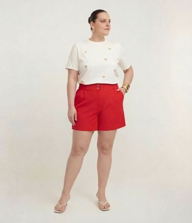 Short Sastrería con Elástico y Dos Botones en la Cintura Curve & Plus Size