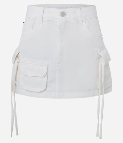 Pollera Mini en Sarga con Bolsillos Cargo y Canalé 5