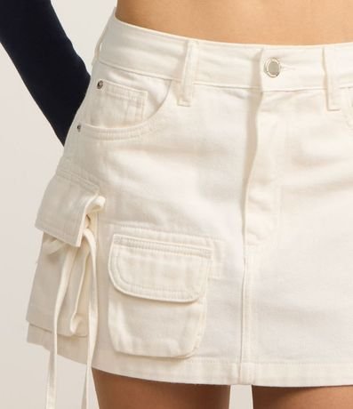 Pollera Mini en Sarga con Bolsillos Cargo y Canalé 4