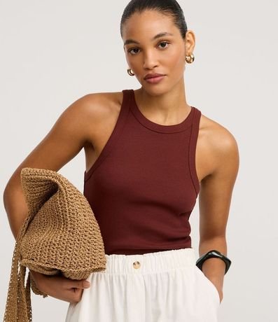 Blusa Básica Regular en Rib de Algodón