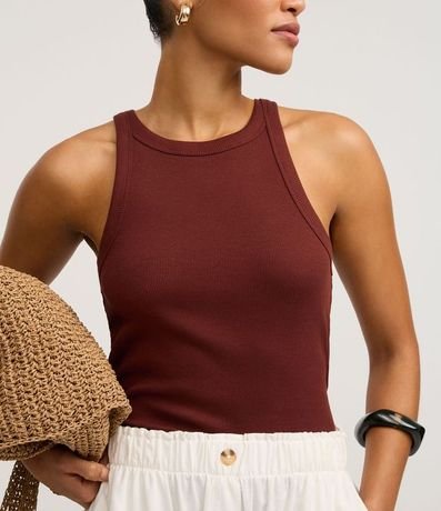 Blusa Básica Regular en Rib de Algodón 4