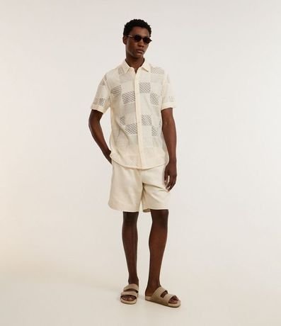 Camisa Comfort en Algodón con Textura Patchwork Cuadriculada 4