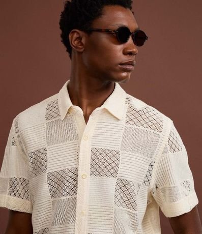 Camisa Comfort en Algodón con Textura Patchwork Cuadriculada 5