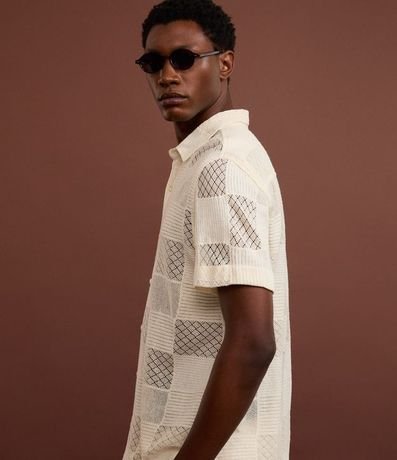 Camisa Comfort en Algodón con Textura Patchwork Cuadriculada 6