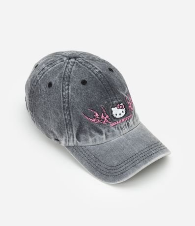 Gorra en Sarga Desteñida con Estampa Hello Kitty