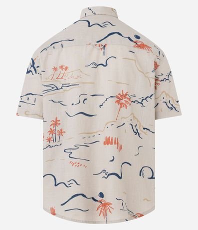 Camisa Relaxed en Algodón  Tejido Diferenciado con Estampa Fil a Fil Abstracta Palmera 2