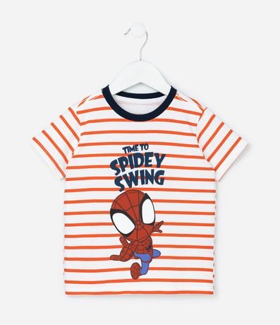 Remera Infantil con Rayas y Estampa de Spidey - Talle 2 a 6 años