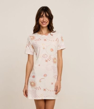 Camisón Corta en Algodón con Estampa de Estrellas
