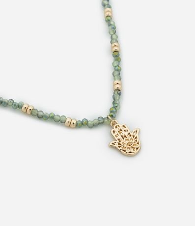 Collar Corto con Mini Cristales Artificiales Lapidados y Colgante de Mano con Strass 2