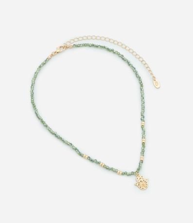 Collar Corto con Mini Cristales Artificiales Lapidados y Colgante de Mano con Strass 3