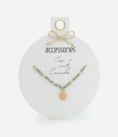 Collar Corto con Mini Cristales Artificiales Lapidados y Colgante de Mano con Strass