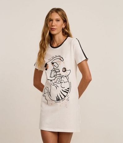 Camisón en Algodón con Estampa de Gatitos