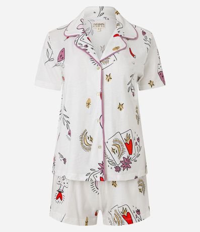 Pijama Short Doll Americano en Algodón con Estampa de Corazón 5