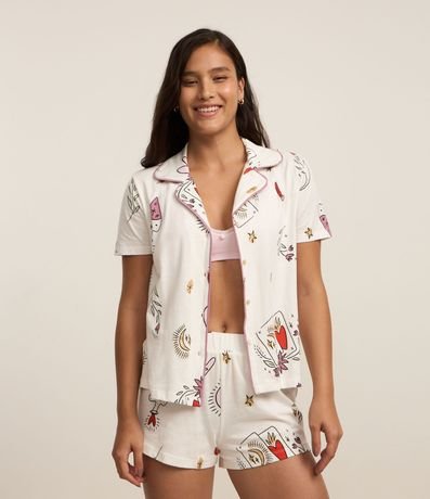 Pijama Short Doll Americano en Algodón con Estampa de Corazón 2