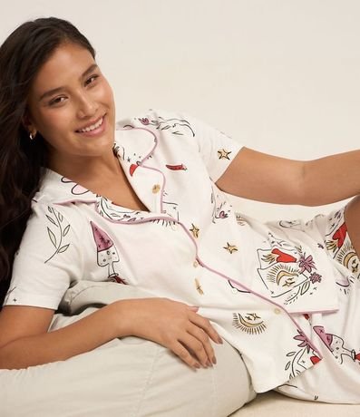 Pijama Short Doll Americano en Algodón con Estampa de Corazón 3