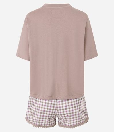 Pijama Short Doll en Algodón con Estampa Mística y Short de Cuadros Vichy 5
