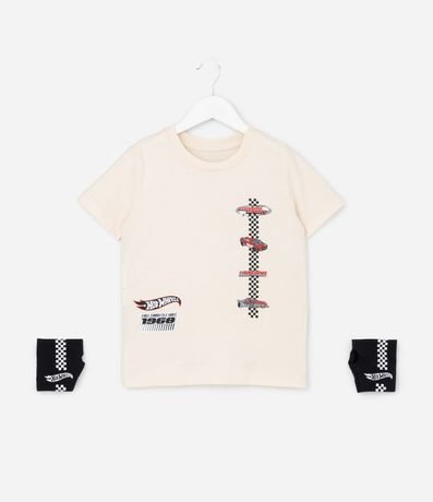 Remera Infantil con Guantes y Estampa Hot Wheels - Talle 3 a 10 años