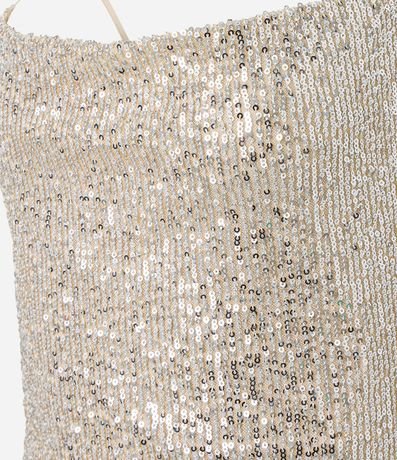 Vestido Corto en Lentejuela con Bretel Fino Cruzada 6