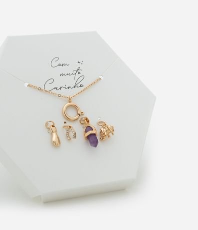 Collar Corto con 04 Trocas de Colgantes