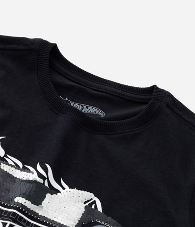Remera Infantil con Estampa Hot Wheels Interactiva en Lentejuela - Talle 4 a 10 años 4