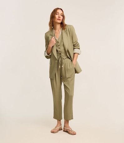 Blazer en Viscolino con Lapelas y Botón Único 2