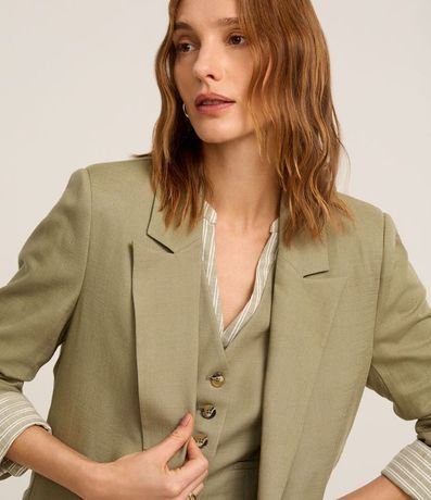 Blazer en Viscolino con Lapelas y Botón Único 3