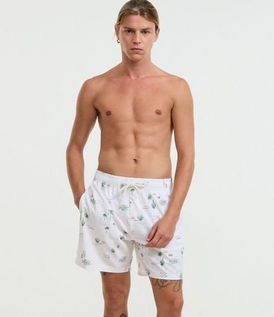 Bermuda de Baño con Estampa de Palmeras