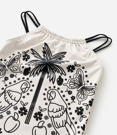 Malla Infantil con Correas Dobles y Estampa Palmeras - Talle 5 a 14 años 7