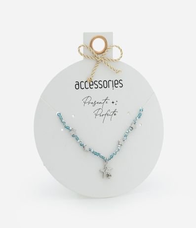 Collar Corto con Mini Cristales Artificiales Lapidados y Colgantes de Estrellas