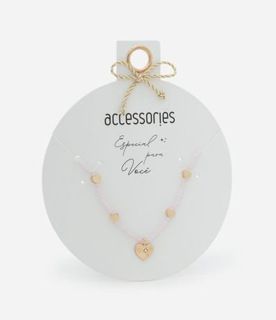 Collar Corto con Mini Cristales Artificiales y Colgantes de Corazón