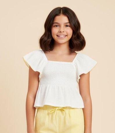 Blusa Infantil con Volados y Bies Contrastante - Talle 7 a 14 años