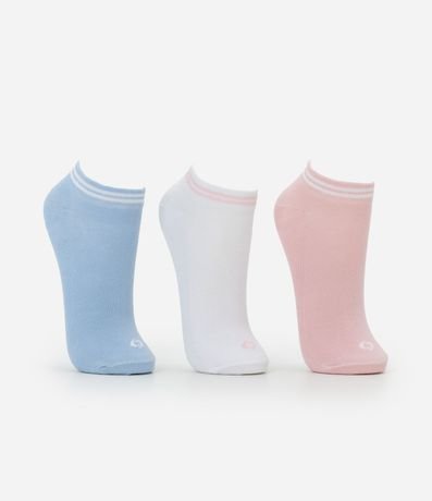 Kit 03 Medias Caña Corta Deportivas en Algodón con Puño Listrado 2