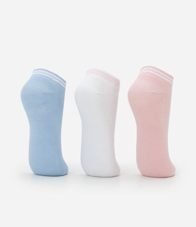 Kit 03 Medias Caña Corta Deportivas en Algodón con Puño Listrado 3