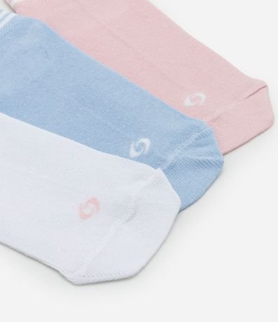 Kit 03 Medias Caña Corta Deportivas en Algodón con Puño Listrado 4