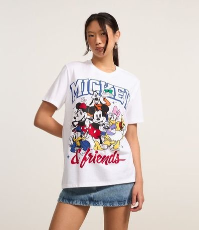 Remera Alargada en Algodón con Estampa Mickey y Friends