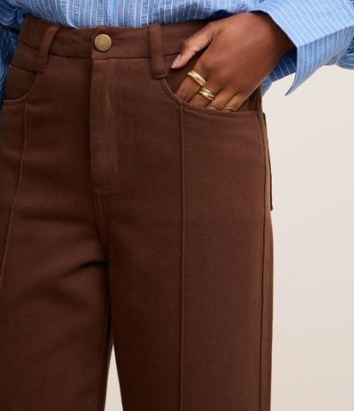 Pantalón Wide Leg en Sarga con Friso Delantero 4