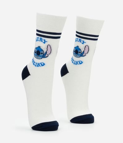 Media Caña Larga en Algodón con Estampa Stitch Stay Weird 2