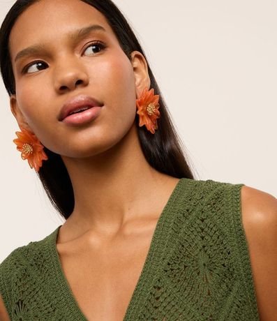 Caravana Botón en Resina con Formato Flor 1