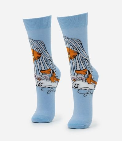 Media Caña Larga en Algodón con Estampa Garfield de Pijama