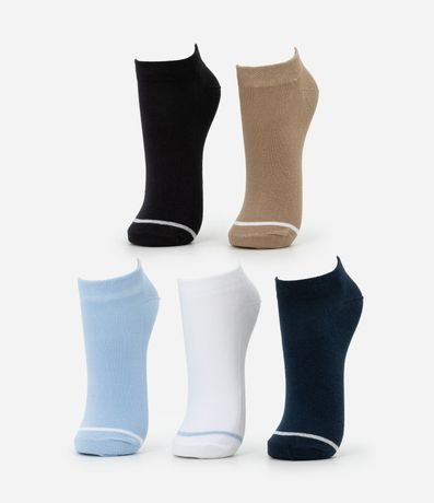 Kit 05 Medias Caña Corta Deportivas en Algodón con Raya en los Dedos